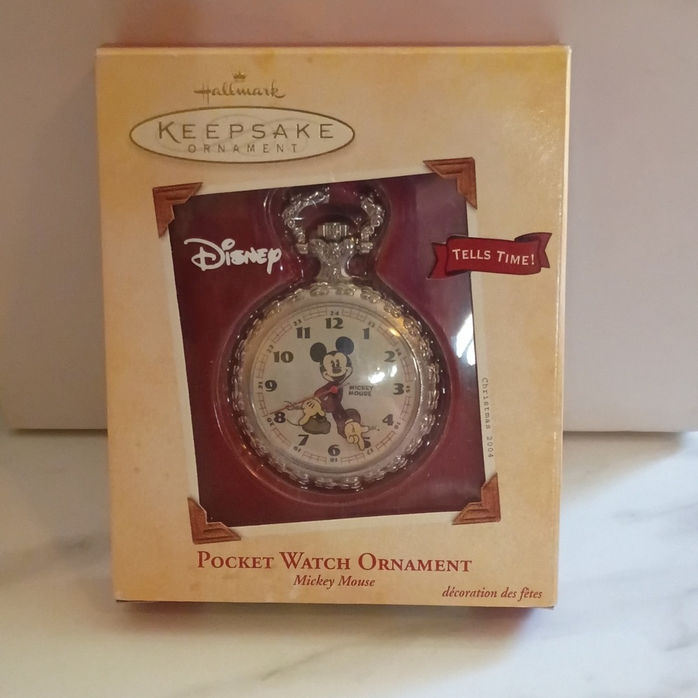 Hallmark Disney Mickey Mouse Metal Pocket Watch Ornament 2001 Keepsake